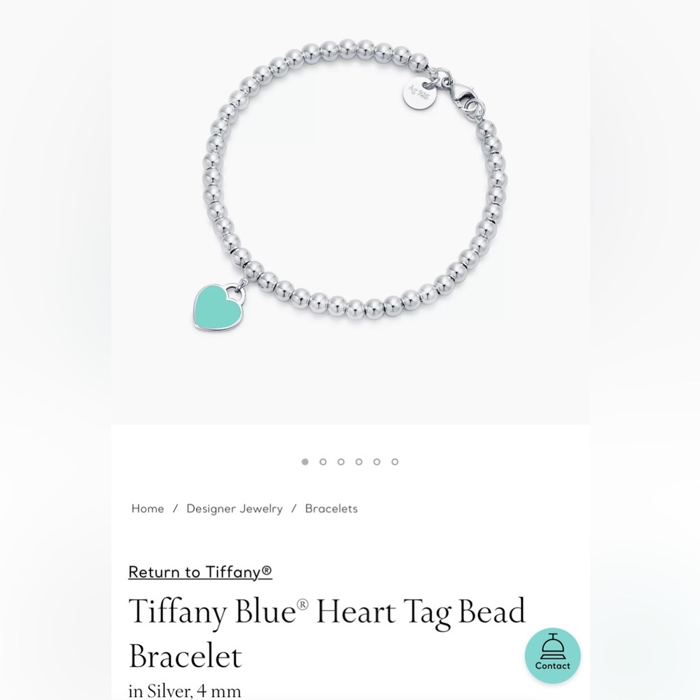 Tiffany Blue Heart Tag Bead Bracelet